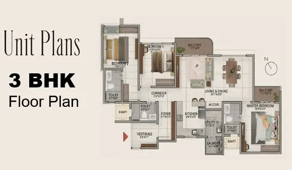 Featured Image of The Prestige Place Mumbai 3 BHK Floor Plan